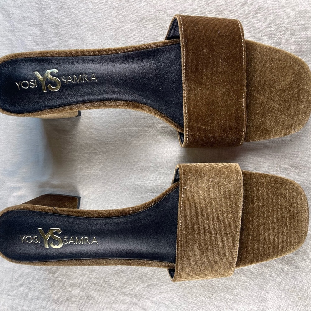 Yosi Samra Tan Velvet Mules